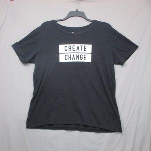 Flirtitude Black‎ Graphic Tee Create Change Crew Neck Unisex Size XL